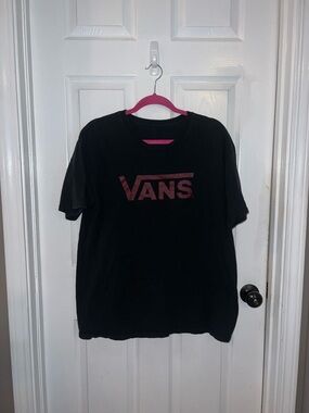Vans Black T-Shirt with Maroon Logo